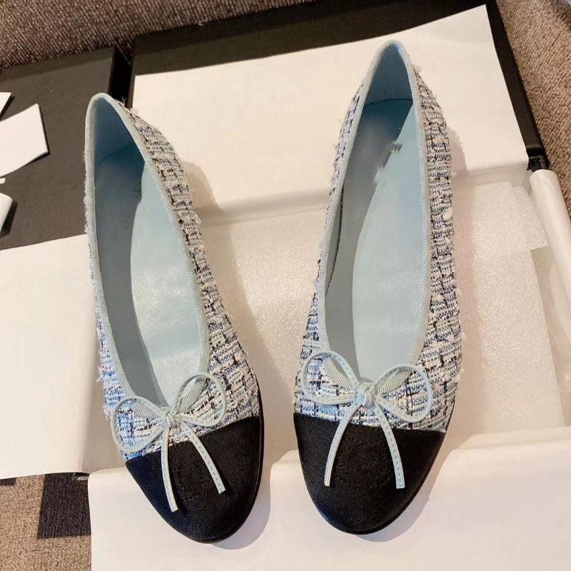 Women's Classic Ballet Bow Round Toe Flats Low-cut Comfortable Loafers