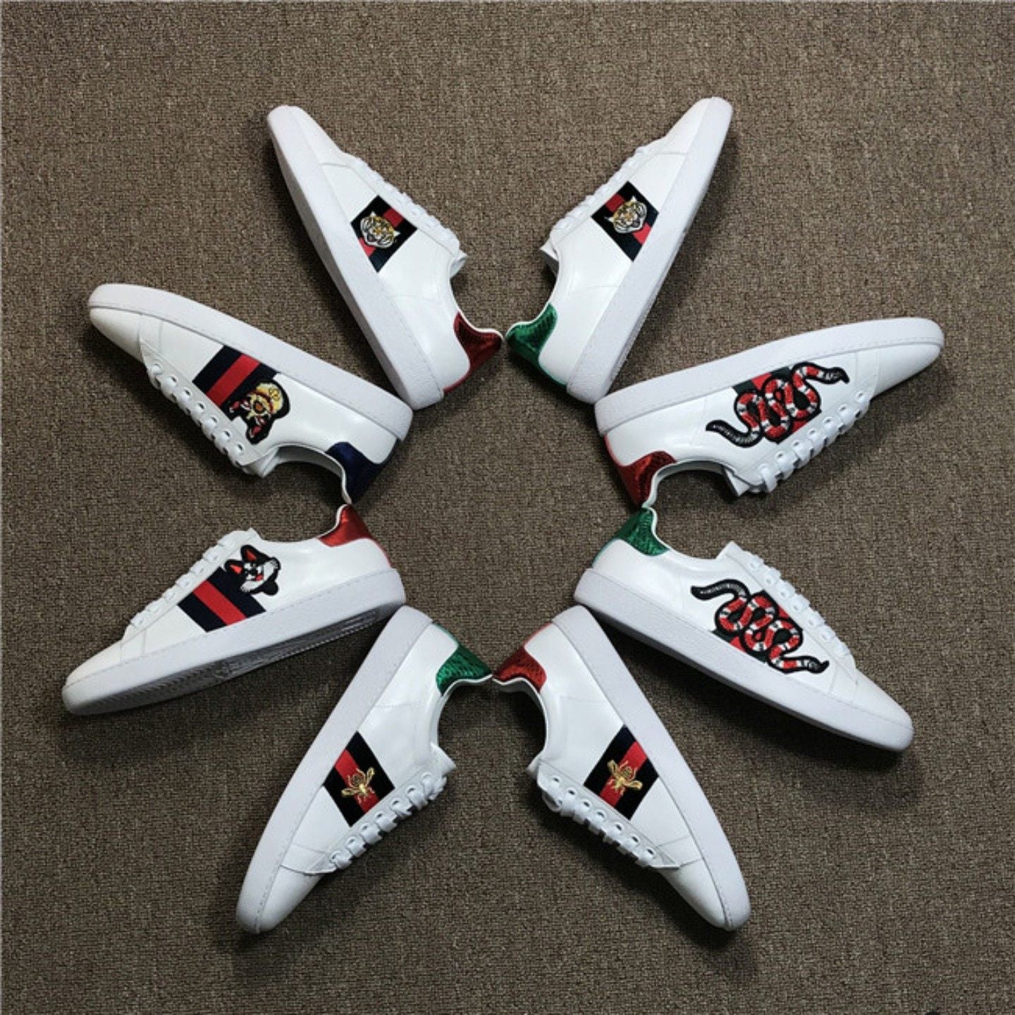 Women's & Men's Bee White Genuine Embroidered Couple Sports Casual Shoes