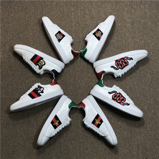 Women's & Men's Bee White Genuine Embroidered Couple Sports Casual Shoes