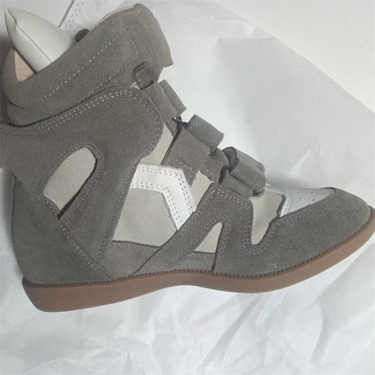 Women's Increasing Insole Genuine High Top White Sneakers