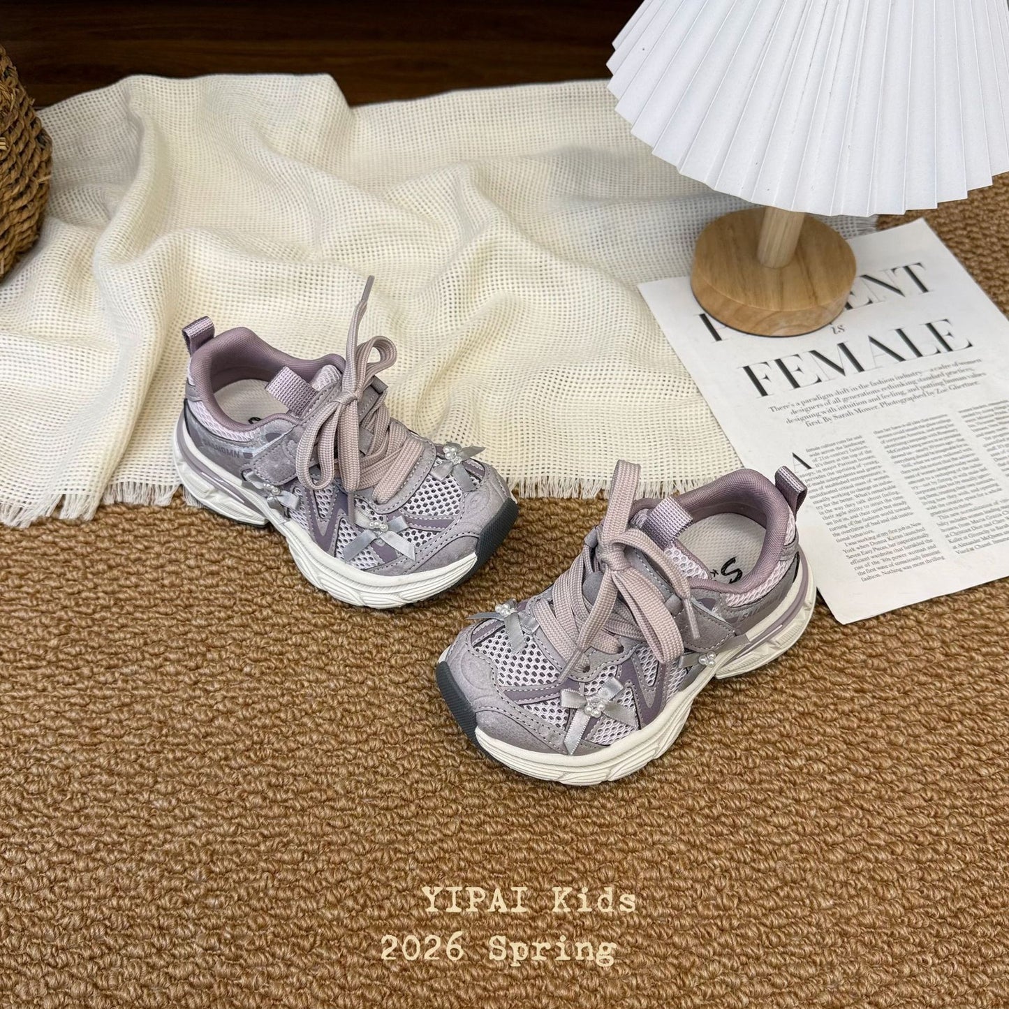 Children's Spring Boys Hollow Mesh Surface Shock Children's Sports Shoes