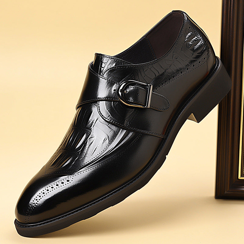 Men's Four Top Layer Cowhide Korean Business Men's Casual Leather Shoes