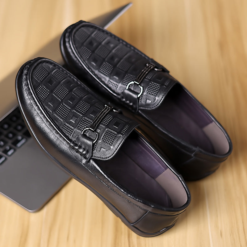 Men's Yuan Piece Top Layer Cowhide Breathable Leather Shoes