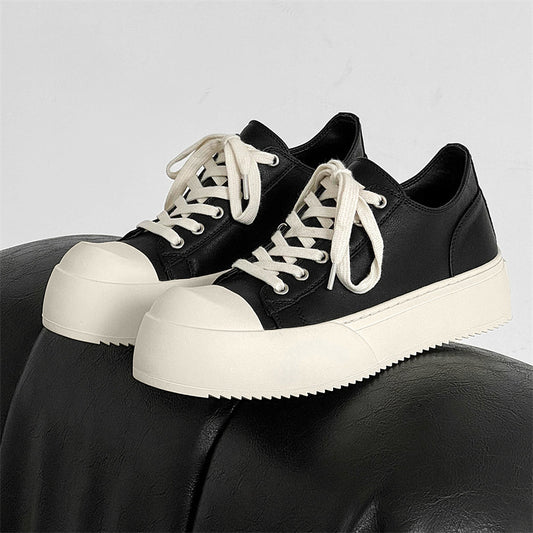 Men's White Thick Sole Increased British Style Derby Big Men's Board Shoes