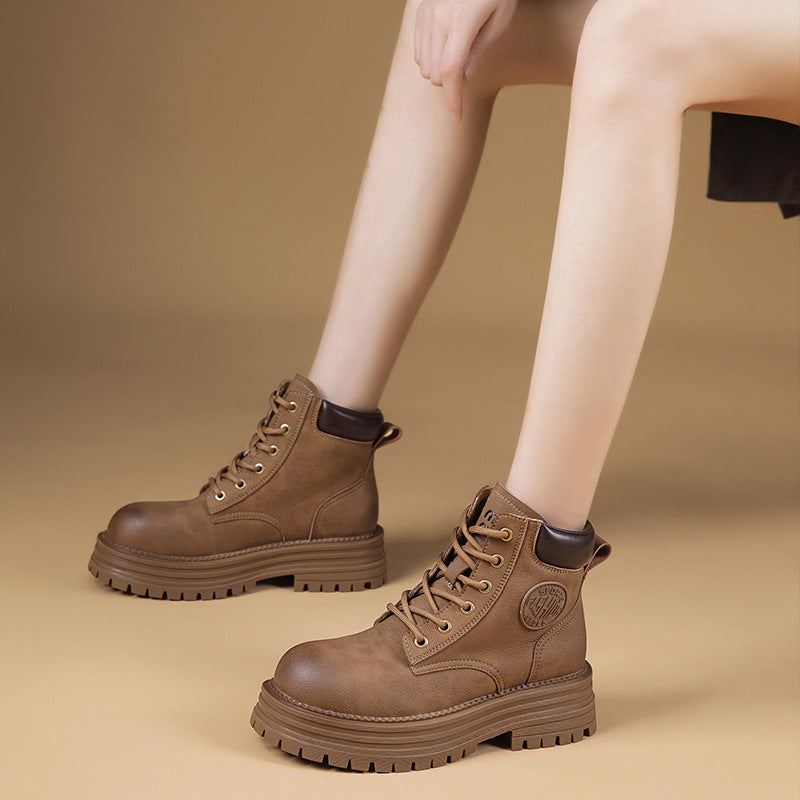Women's For Worker British Style Ankle Thick Boots