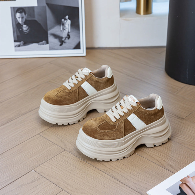 Women's Top Layer Frosted Autumn Comfortable Platform Elevator Women's Board Shoes