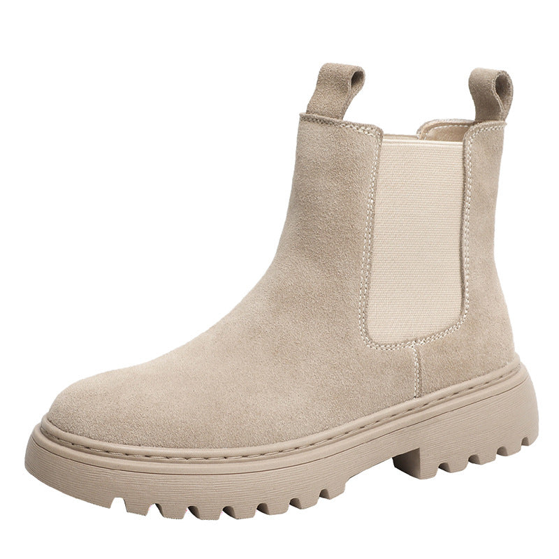 Women's Price Ding British Style Frosted Mid Flat Short Pedal Boots
