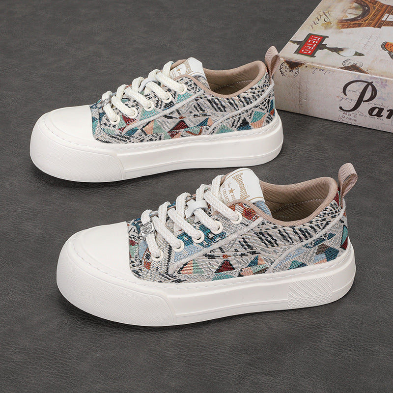 Men's Spring Chinese Style Breathable Plaid Lace Men's Shoes
