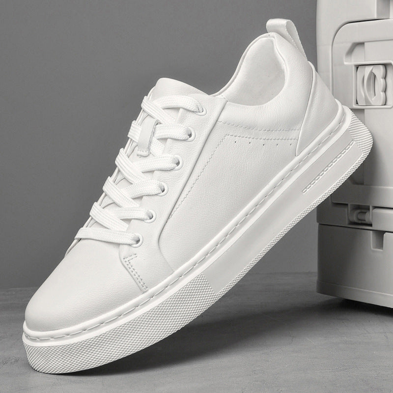 Top Layer Cowhide Large Size Thick Bottom Light White Versatile Men's Board Shoes