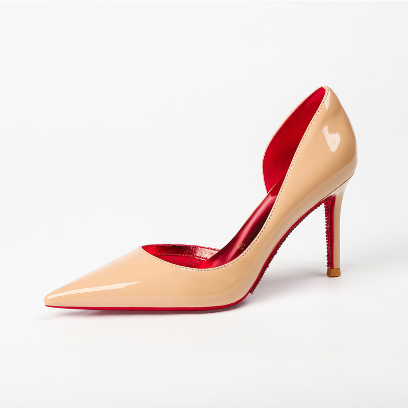 Air Cotton Side Empty Pointed Red High Sexy Temperament Shallow Women's Fashion Shoes