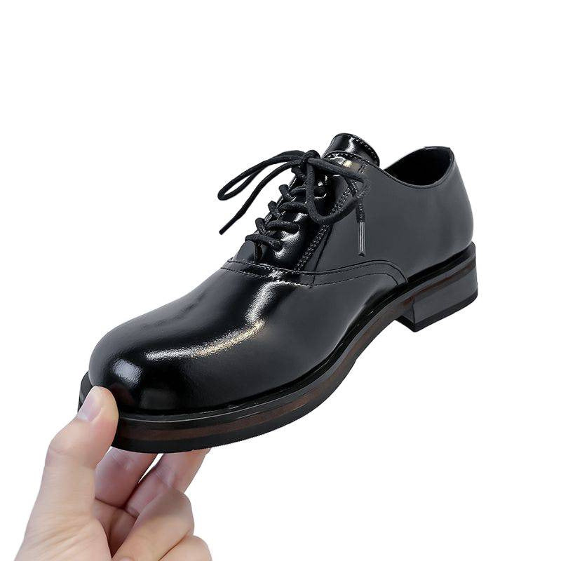 Women's & Men's Style Derby Platform Height Increasing Square Men's Casual Leather Shoes