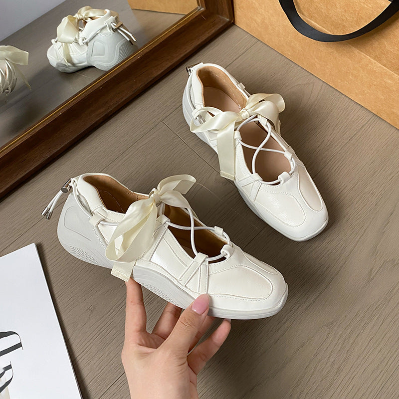 Fashion Strap Ballet Female Platform Bow Flat Casual Shoes