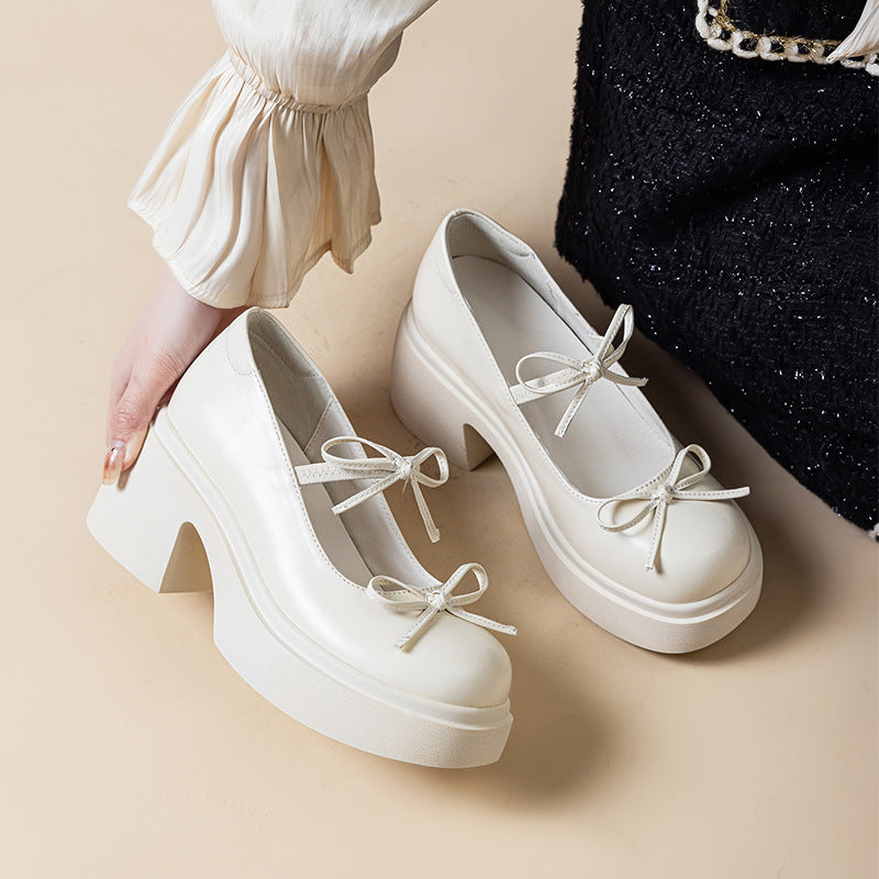 Women's Chunky Height Increasing Slip-on British College Style Women's Fashion Shoes