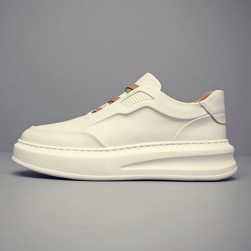 Men's First Layer Cowhide White Versatile Breathable Men's Board Shoes