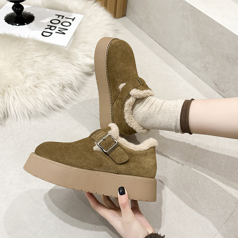 Platform Peas Fleece-lined Big Toe Pumps Women's Sports Shoes