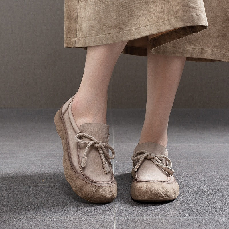 Women's Comfortable Genuine Shallow Mouth Round Toe Women's Casual Shoes