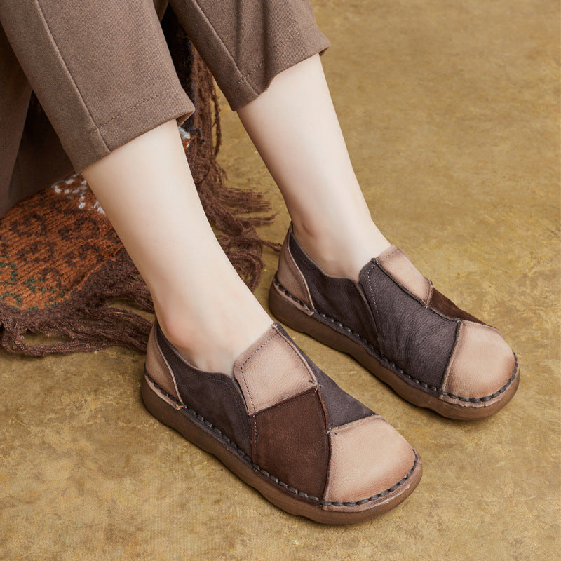 Ethnic Style Vintage Genuine Handmade Soft Bottom Surface Flat Women's Casual Shoes