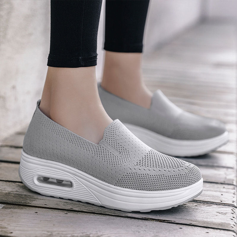 Women's & Men's Slip-on Platform Breathable Flying Woven Rocking Casual Shoes