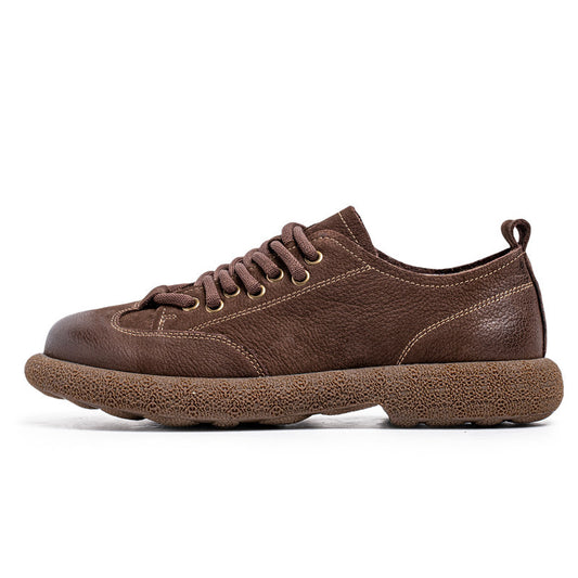 Men's Spring Genuine Large Toe Retro Versatile Small Soft Men's Casual Leather Shoes