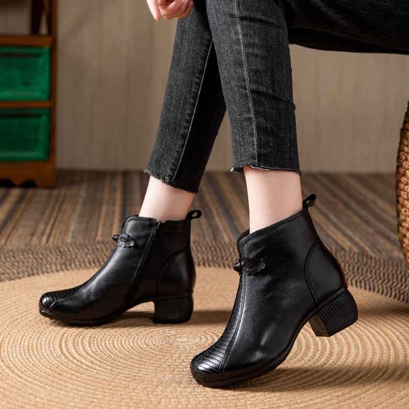 Soft Soled Surface Thick Mid Ethnic Boots