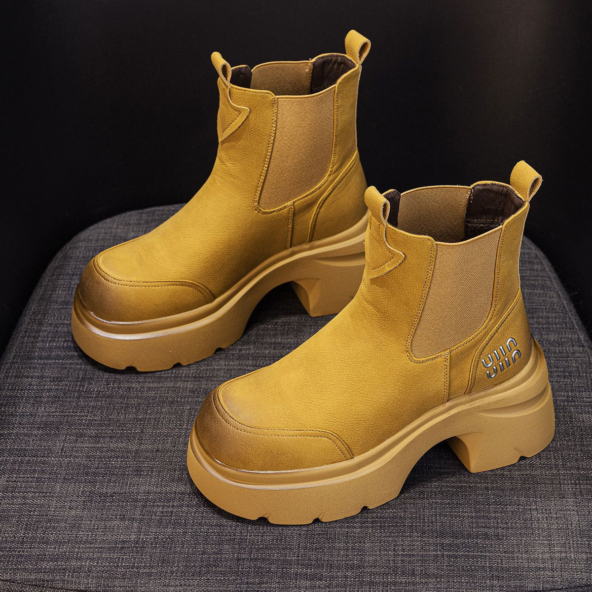 Women's Bottom Autumn Fashion British Style Slip-on Smoke Women's Leather Boots