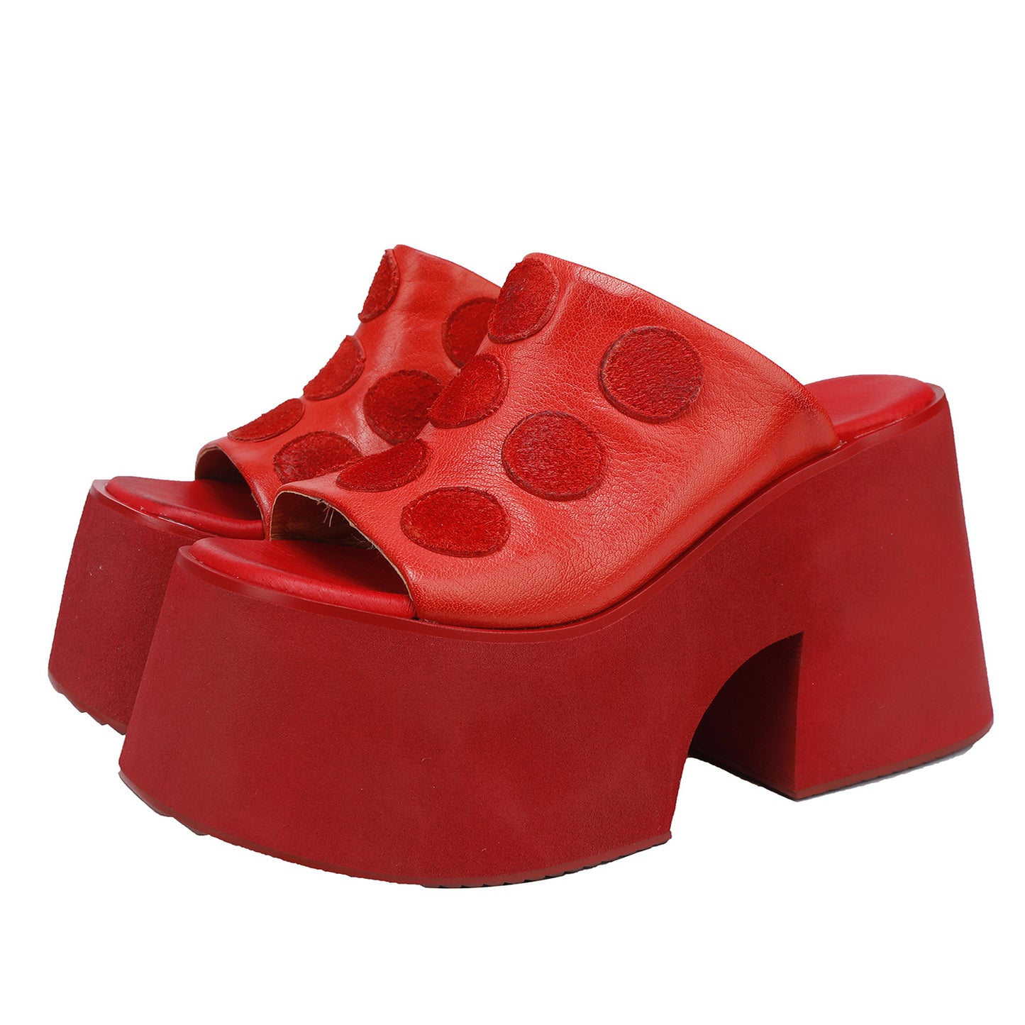Women's Summer First Layer Cowhide Outdoor Fashion Minority Design Thick-soles Slippers