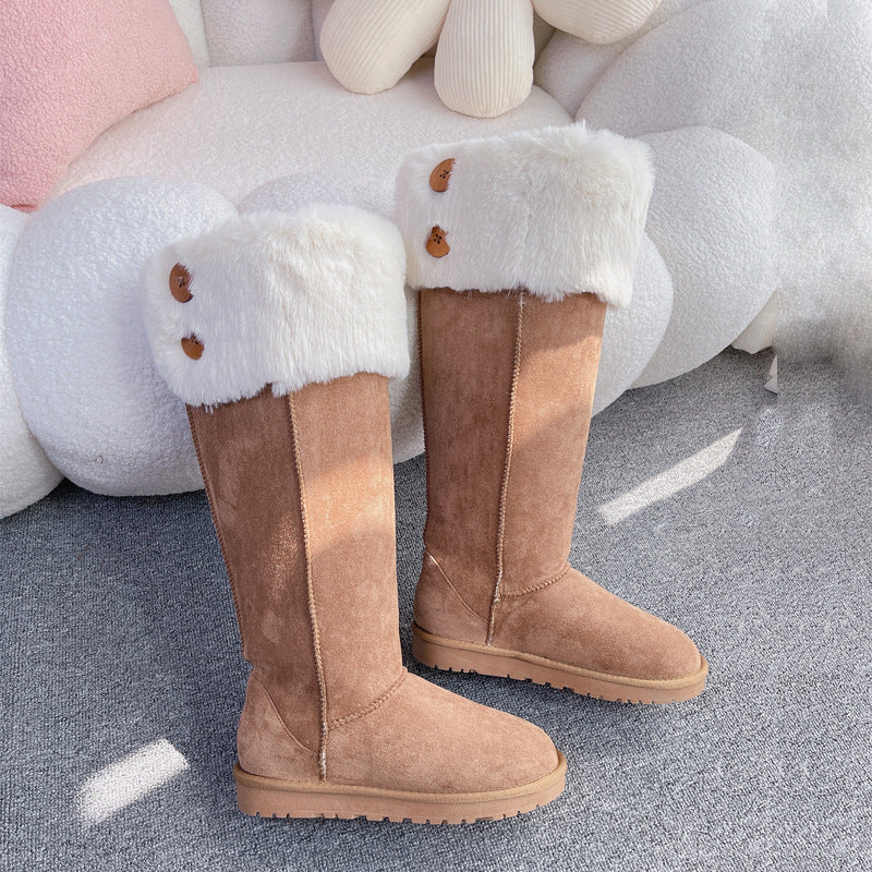 Women's Korean Style Overknee High Fleece-lined Warm Snow Boots