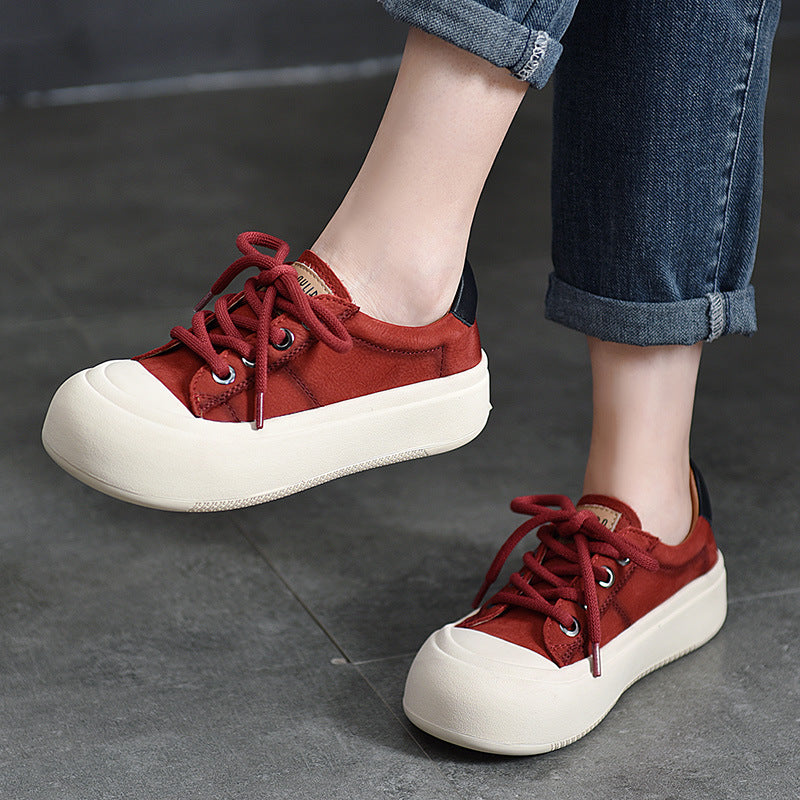 Women's Pumps Spring Paragraph In Red Low Top Large Round Heels