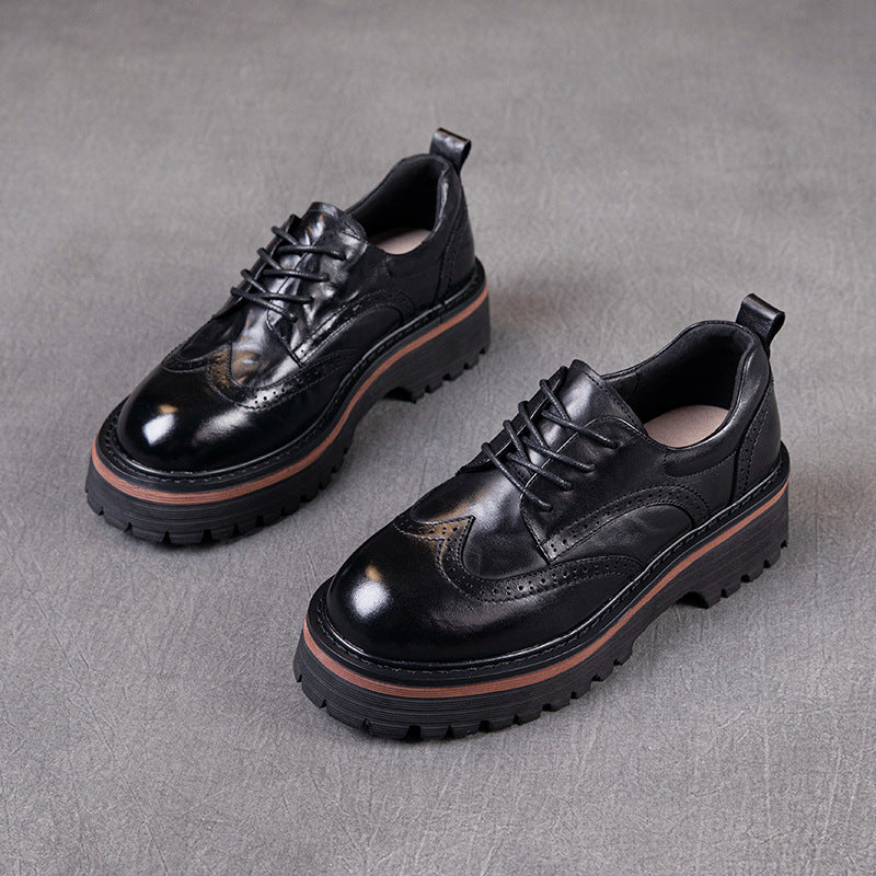 Women's Layer Cowhide Spring Genuine Retro Hand Men's Shoes