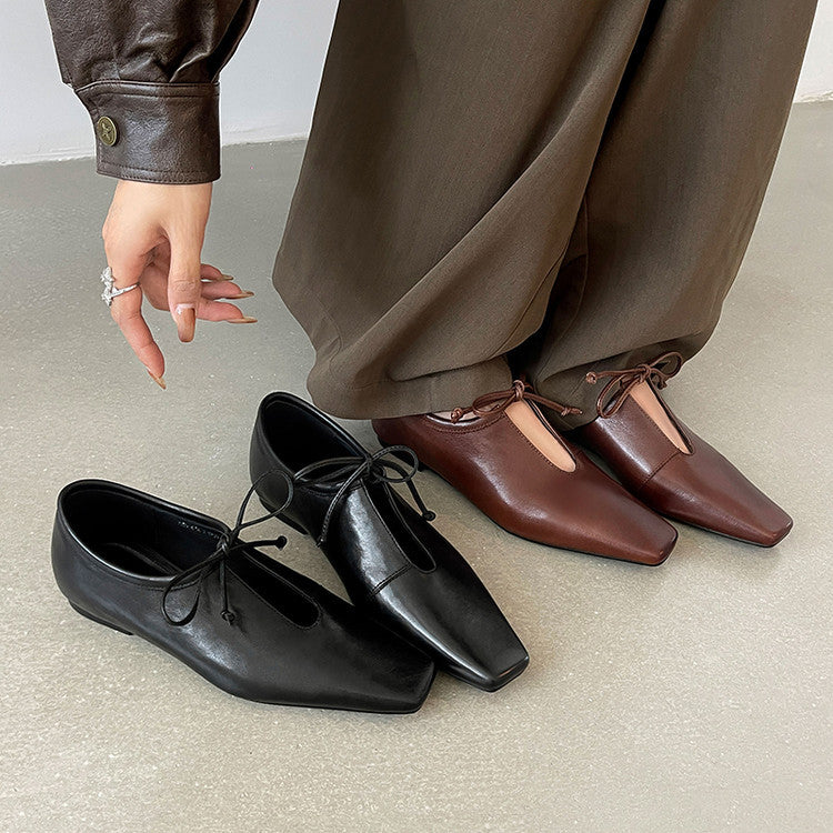 Cowhide Shallow Mouth Pumps Female Low Spring Authentic Square Toe Women's Fashion Shoes