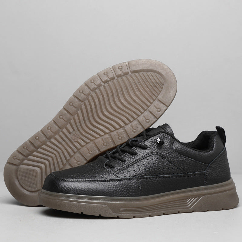 Men's Versatile White Fashion Soft Surface Platform Breathable Summer Hollow Men's Casual Leather Shoes