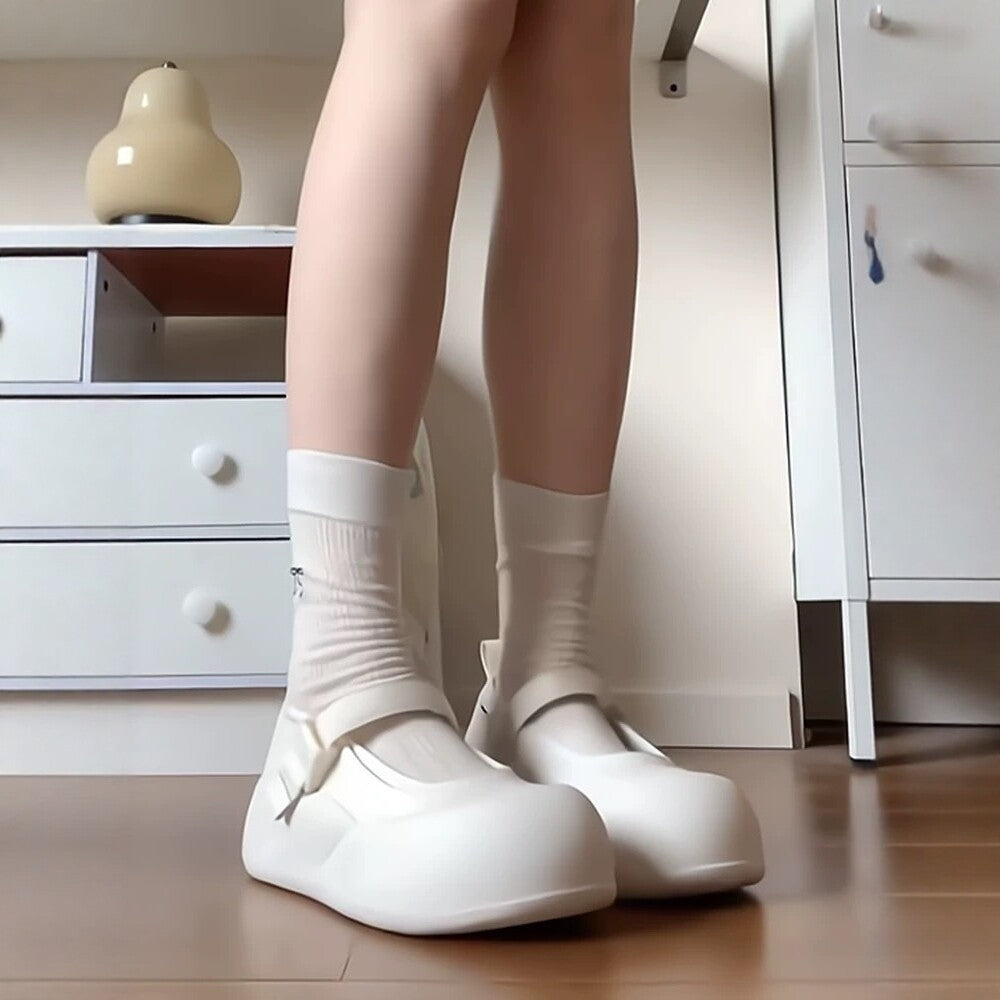 Women's Mary Jane Platform White Round Toe Shallow Mouth Women's Casual Shoes