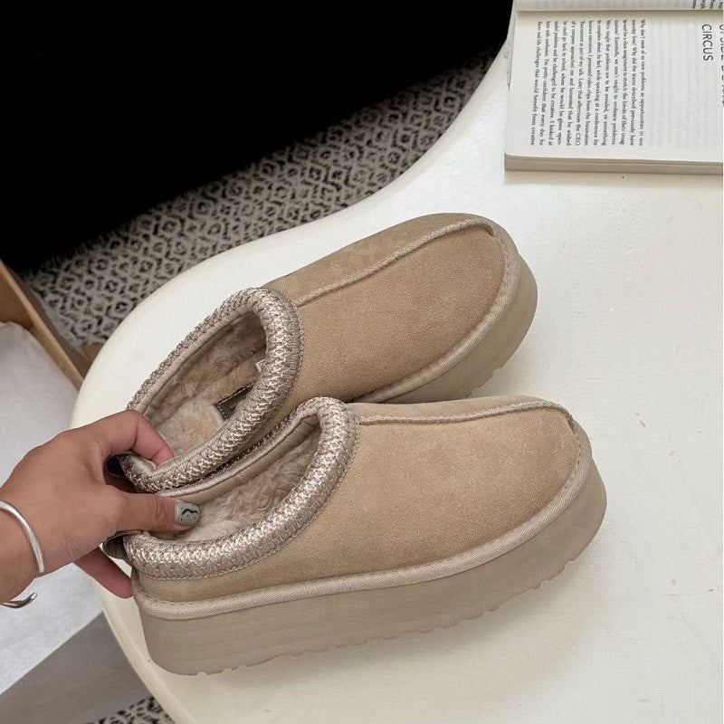 Women's Fur Integrated Thick-soled Ethnic Style Half Thickened Wool Women's Snow Boots