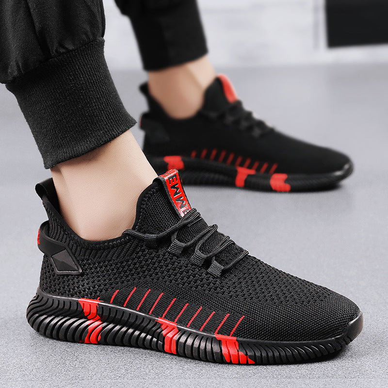 Men's Black Summer Flying Woven Sports Leisure Sneakers