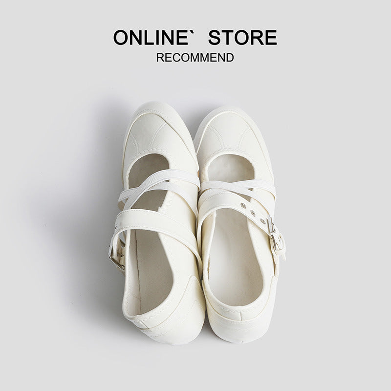 Invisible Height Increasing Insole Ballet Vintage Low-cut Pumps French Women's Casual Shoes