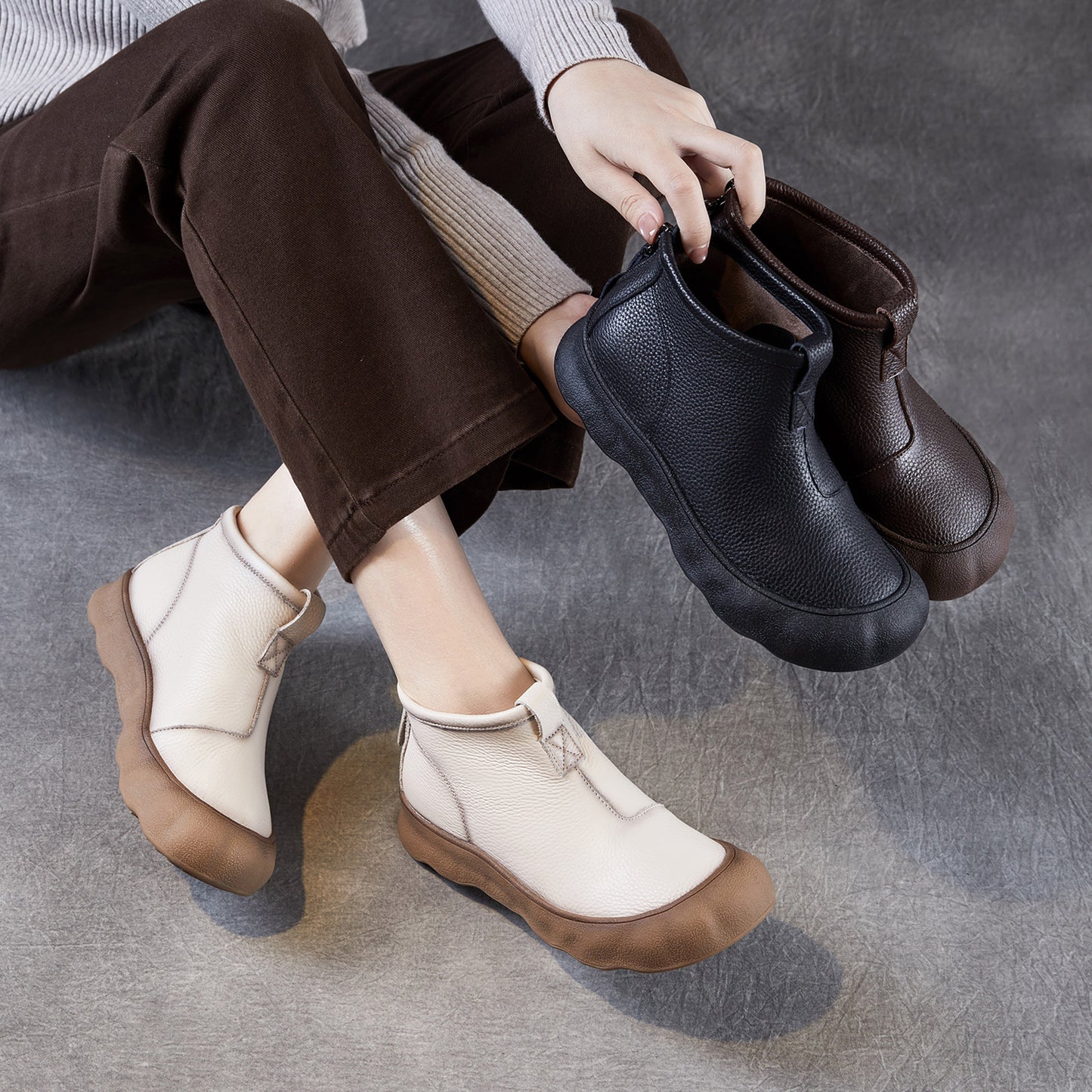 Ankle Female Lady Single Comfortable Genuine Soft Bottom Boots