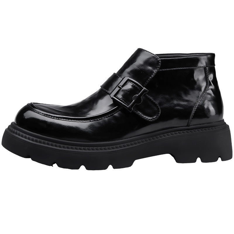 Men's Fashion British Style Thick Bottom Height Increasing Youth Men's Business Leather Shoes