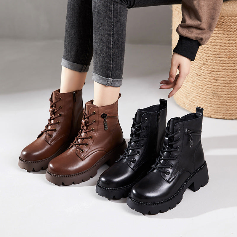 Women's & Men's First Layer Cowhide Martin Genuine Retro Boots