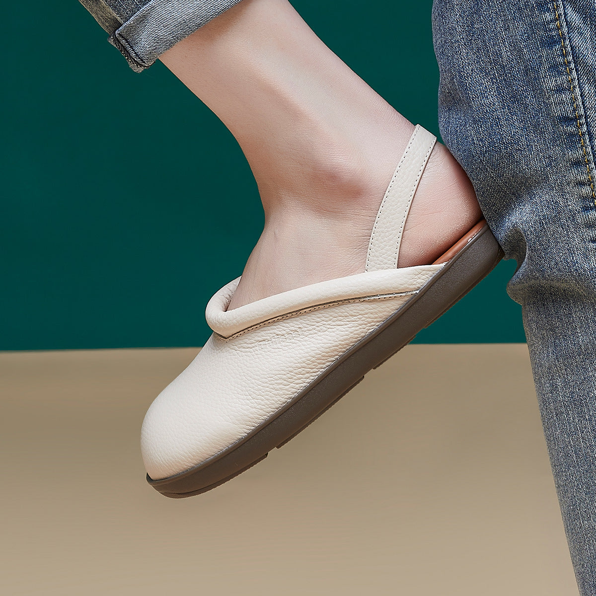 Women's First Layer Cowhide Summer Comfortable Closed Casual Shoes