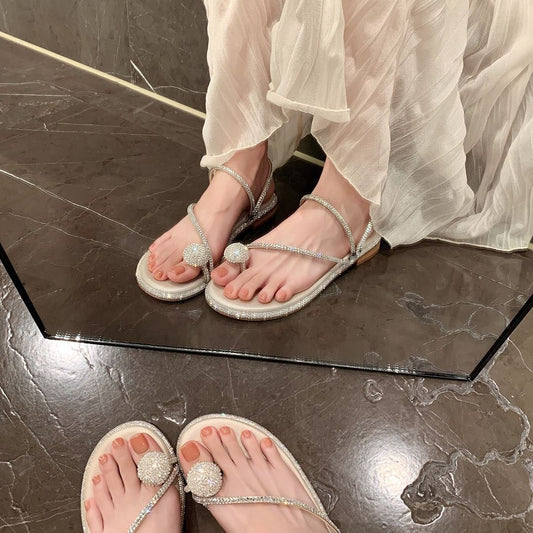 Women's Two-way Wear Big Diamond Rhinestone Toe Sandals