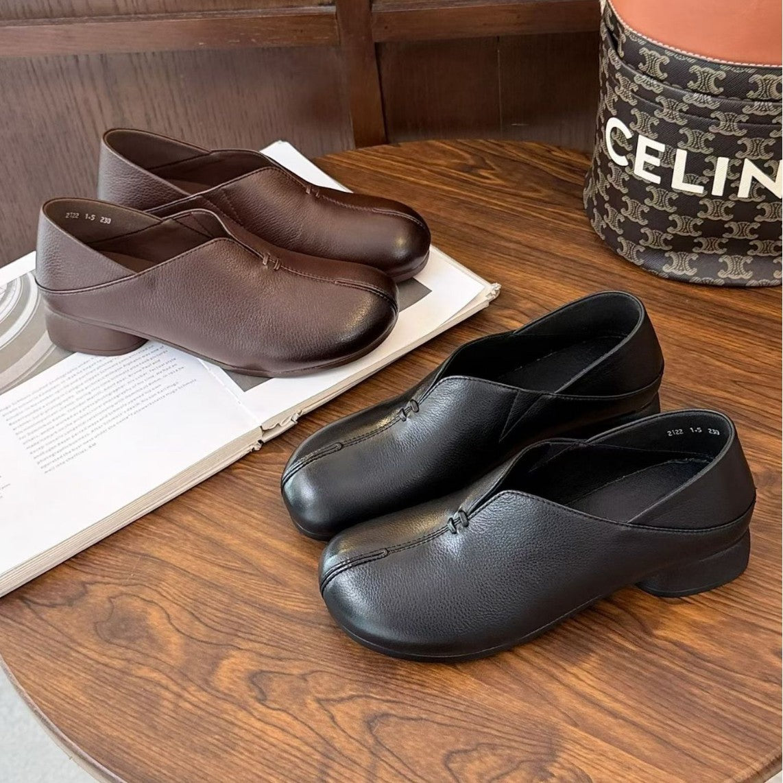 Women's Retro Genuine Temperament Commute Slip-on Short Women's Fashion Shoes