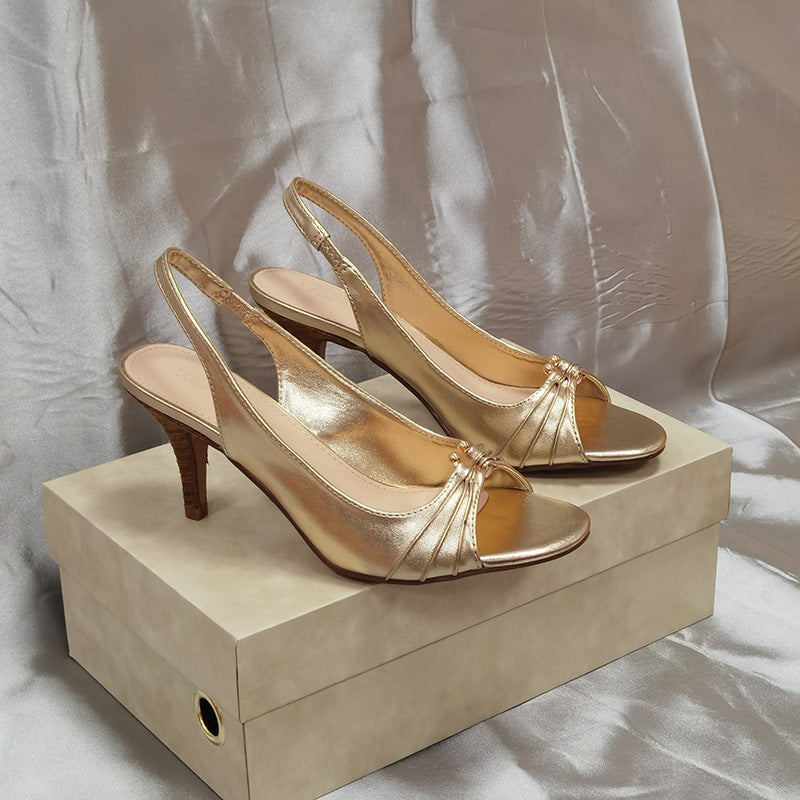 Women's Toe Stiletto Round Sexy Temperament Adult Lady Like Woman Metal Heels