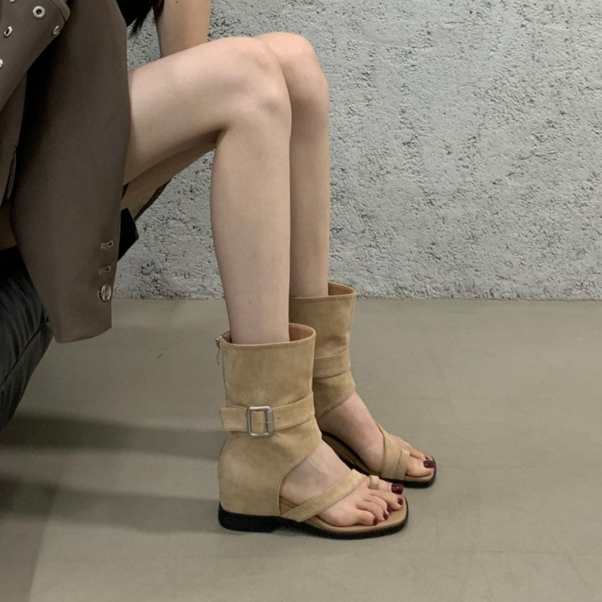 Summer Flip-flops Flat Toe Ring Height Sandals