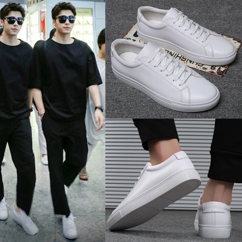 Men's Genuine Platform White Korean Fashion Casual Shoes