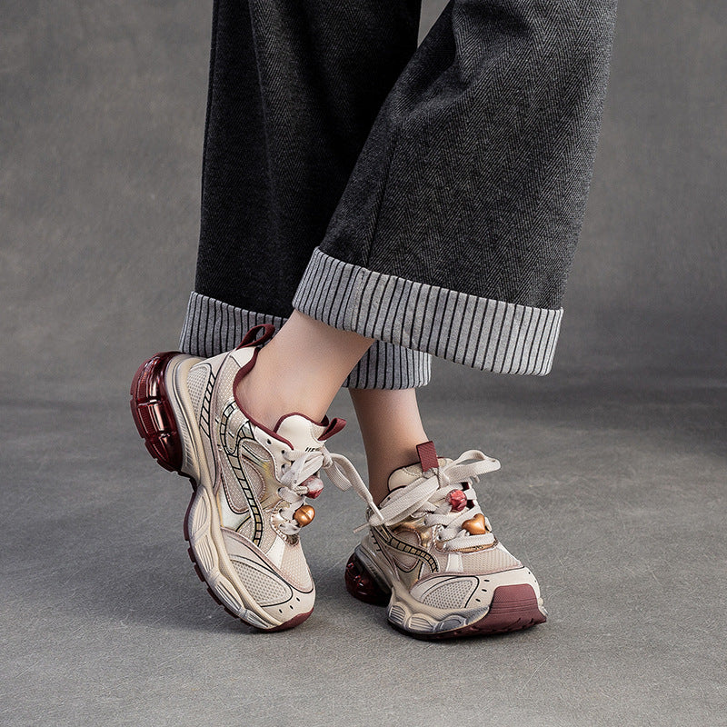 Women's First Layer Cowhide Sports Dad Fashionable Lightweight Women's Casual Shoes