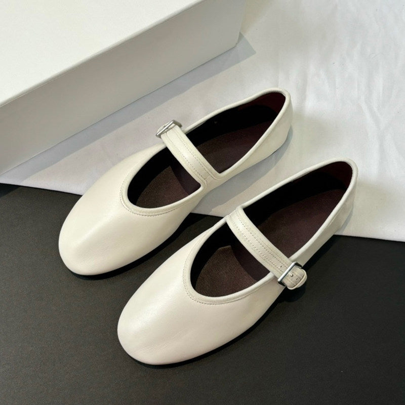 Women's Super Soft Pumps Buckle Mary Jane Retro Grandma Flat Round Women's Fashion Shoes