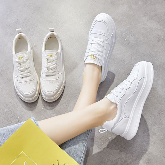 Women's White Sports Leisure Business Korean Style Sneakers