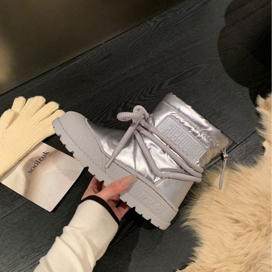 Women's Genuine Platform Warm Fashion Thickening Thermal Snow Boots