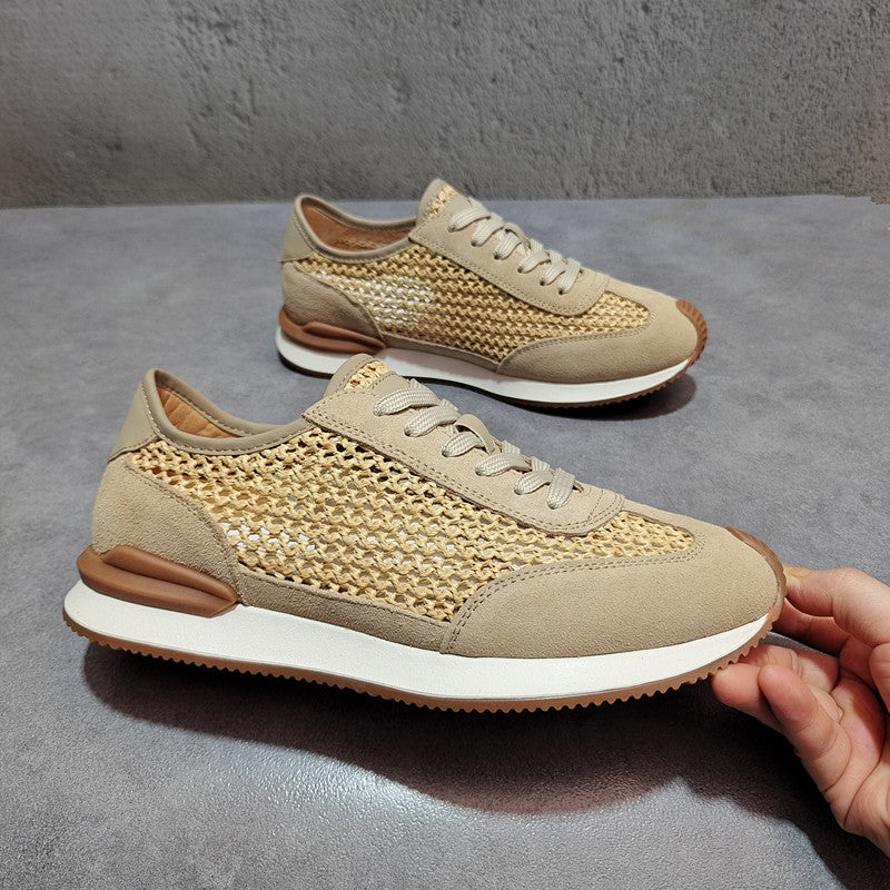 Men's First Layer Apricot Cow Board Fashion Summer Casual Shoes
