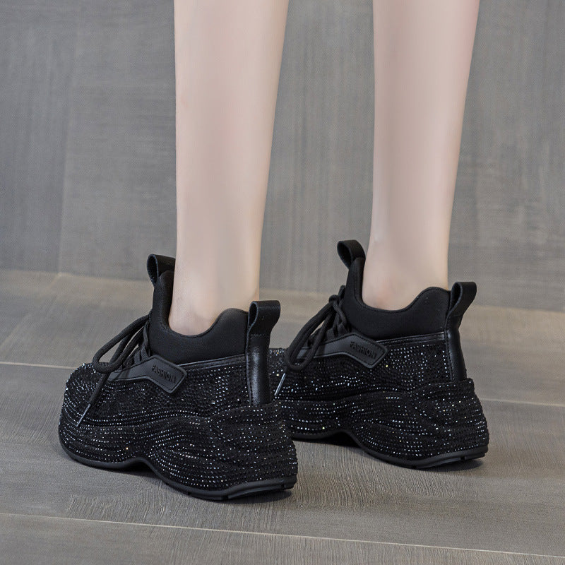 Women's Dad Rhinestone Full Diamond Strap Leopard Women's Casual Shoes